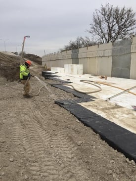 XR5 Geomembrane install over EPS geofoam