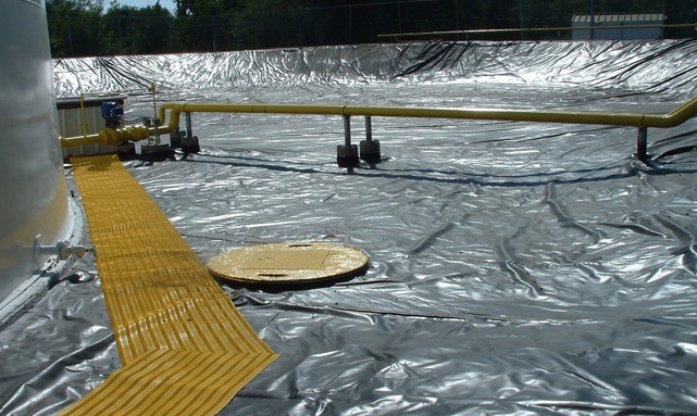XR-5 being used as a dike liner around aboveground dieseal fuel tanks XR-5 being used as a dike liner around aboveground dieseal fuel tanks.